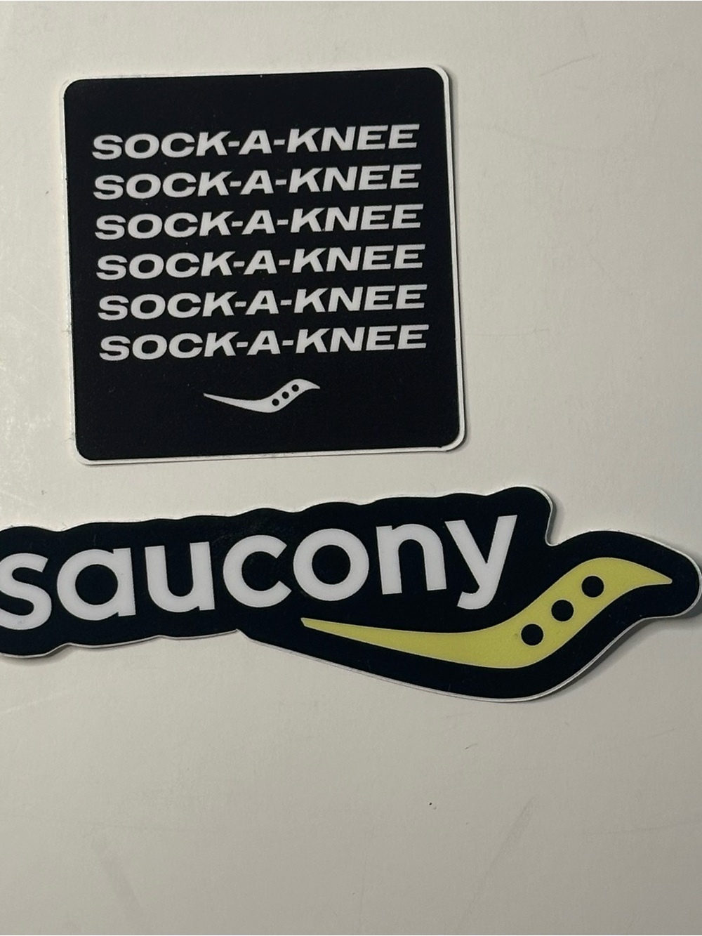 Saucony The Original Running Brand Black Logo Sticker Decal 2pk Sock A Knee NEW